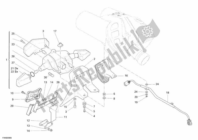 Wszystkie części do ? Wiat? A Tylne Ducati Multistrada 1100 S USA 2008